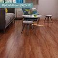 A set of four wood grain peel and stick floor tiles from Arenzza, waterproof and self-adhesive for easy DIY kitchen or house flooring.