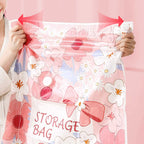 Arenzza space-saving vacuum storage bags for houseware and kitchen, showing transparent bags with vacuum seal and stored clothing or bedding.
