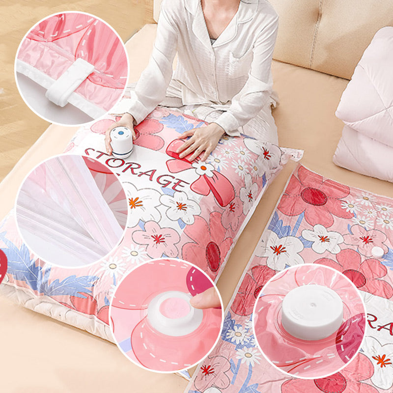 Arenzza space-saving vacuum storage bags for houseware and kitchen organization, shown with rolled-up storage items.