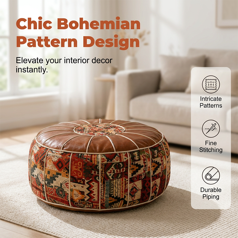 Arenzza multifunctional storage ottoman pouf in neutral fabric, showing its lid and interior storage space for houseware and kitchen use.