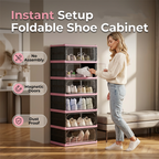 Arenzza foldable and stackable shoe cabinet with clear doors, designed for organized houseware and kitchen storage.