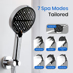 Arenzza high-pressure rainfall shower head with adjustable angle and easy-clean nozzles, universal fit for refreshing showers.