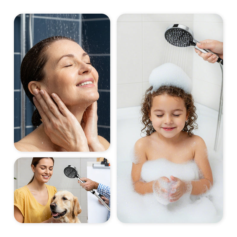 Arenzza high-pressure rainfall shower head with adjustable angle, easy-clean nozzles, universal fit, ideal for refreshing showers