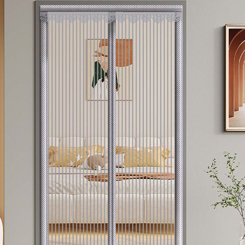 Arenzza heavy-duty magnetic screen door with self-sealing design, pet-friendly, easy to install, showing mesh and magnetic closures.