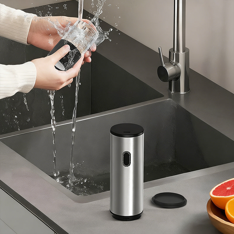 Arenzza electric pepper and salt grinder set on a kitchen countertop, showing adjustable grinding mechanisms and modern design