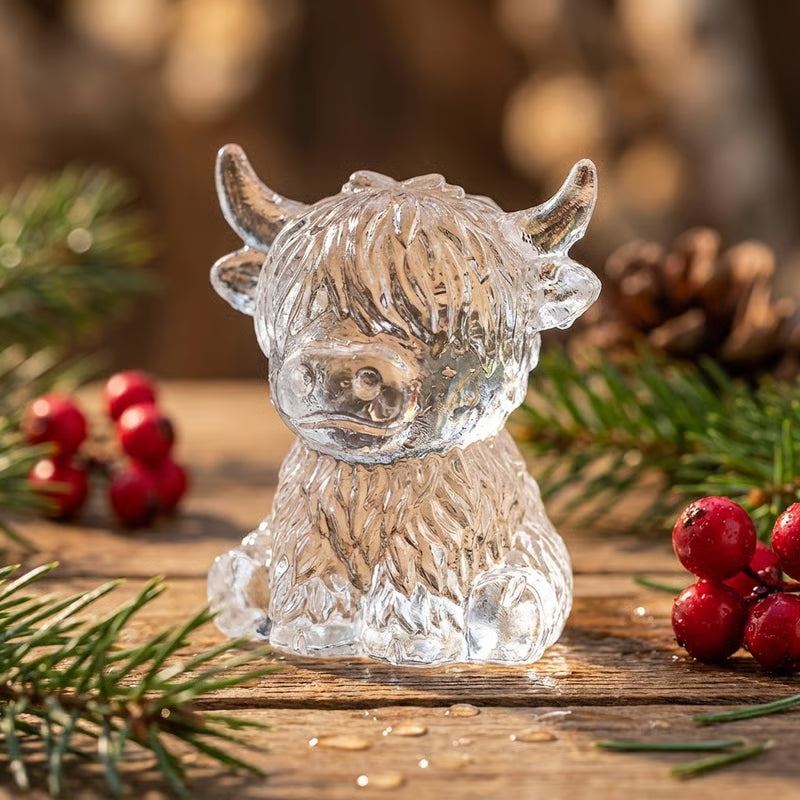 Aarenza 6-cavity mini Highland cow ice cube mold showing detailed cow faces for drinks, desserts, and party treats.