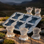 Arenzza mini Highland cow ice cube and dessert mold with 6 cavities, showing 3D cow shapes for drinks and party treats.