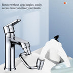 Arenzza TTZZ 1440° rotatable faucet aerator extension attached to a kitchen sink faucet, showing all-angle water flow control.