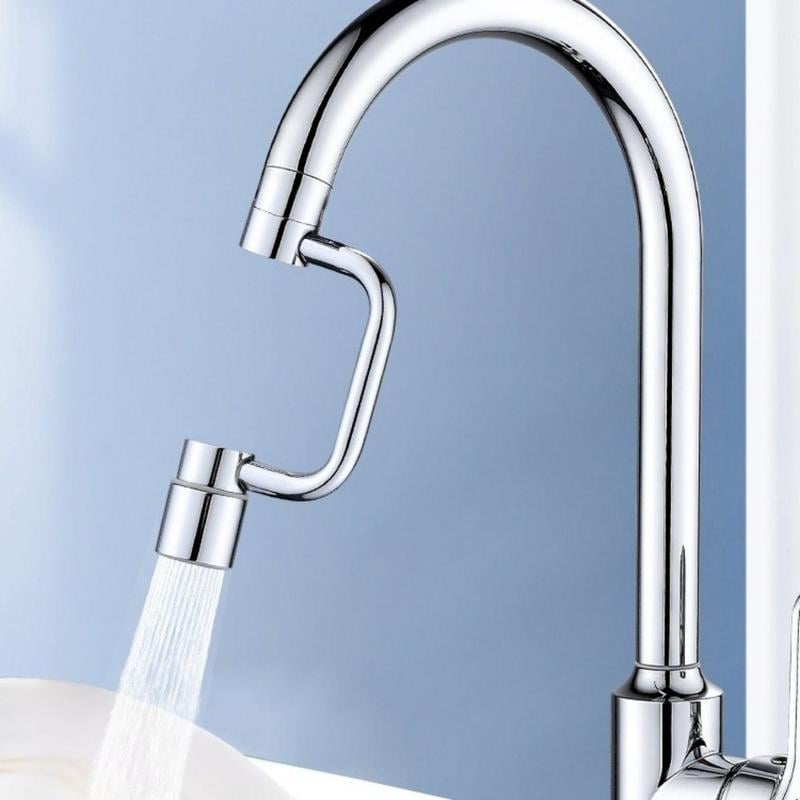 Arenzza TTZZ 1440° rotatable faucet aerator extension attached to a kitchen sink faucet for versatile water flow control.
