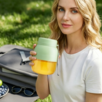 Arenzza portable blender with dual lids and cups, compact houseware for smoothies and drinks, shown with the blender and accessories.