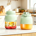 Arenzza portable blender with dual lids and cups, compact houseware kitchen appliance for smoothies and drinks.