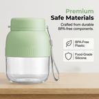 Arenzza portable blender with dual lids and cups, ideal for houseware and kitchen use, shown with blending components on a white background.
