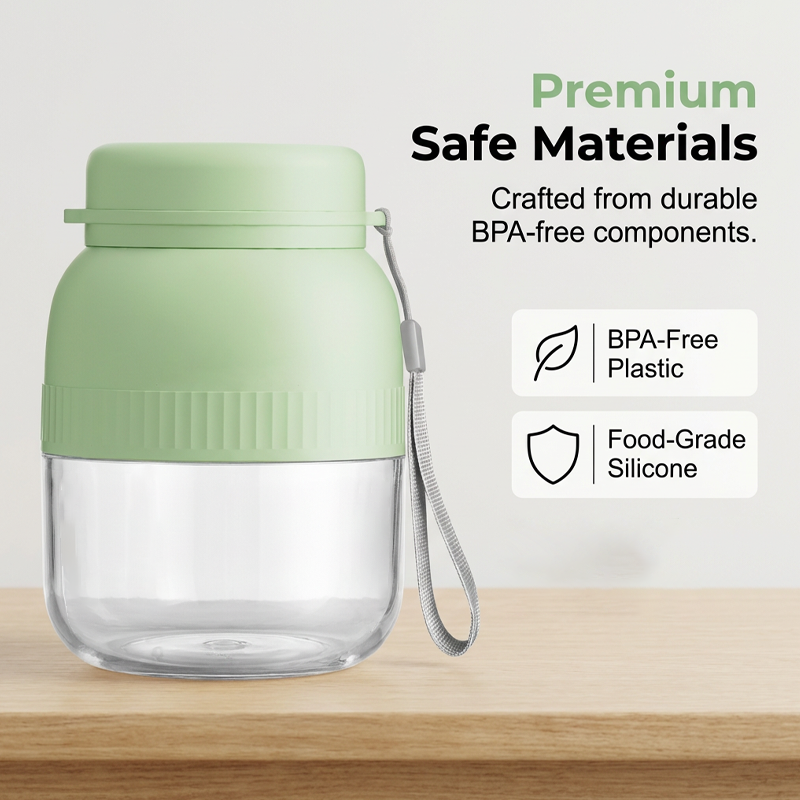 Arenzza portable blender with dual lids and cups, ideal for houseware and kitchen use, shown with blending components on a white background.
