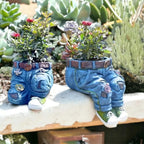 Arenzza 3D jeans-shaped flower pot in vibrant blue denim design, perfect for houseware and kitchen decor.