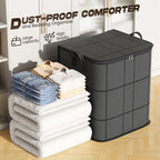Arenzza dust-proof comforter and bedding organizer with multiple compartments for storing and protecting bedding items.