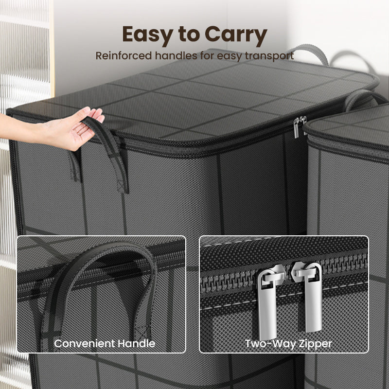 Arenzza dust-proof comforter and bedding organizer in a clean, spacious home setting, showcasing its practical design for bedroom storage.