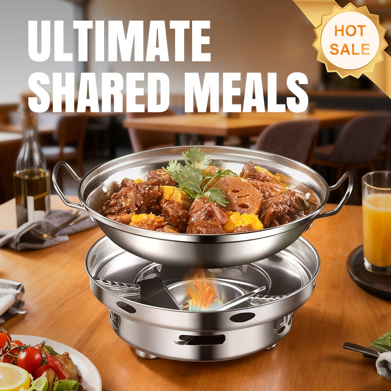 Arenzza windproof alcohol stove with pot, compact houseware kitchen appliance for outdoor cooking and camping.