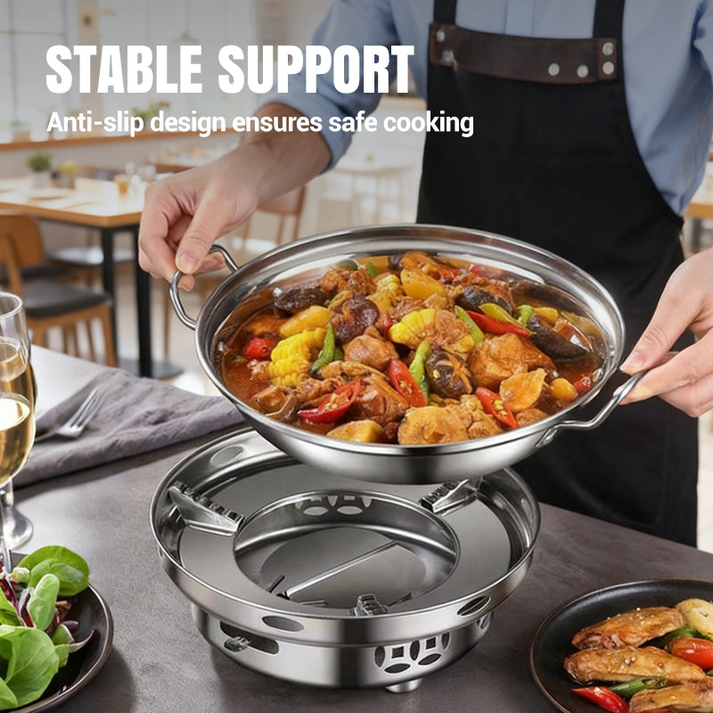 Arenzza windproof alcohol stove with pot for camping and outdoor cooking, compact kitchen houseware and portable stove.