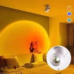 Arenzza LED sunset projection lamp illuminating a room with warm sunset colors, perfect for photography, parties, and home decor.
