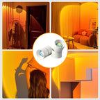 Arenzza LED Sunset Projection Lamp creating colorful sunset effects for photography, parties, and home decor.