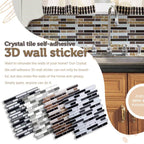 Arenzza crystal tile self-adhesive 3D wall sticker for houseware and kitchen decor, featuring a reflective, textured surface design.