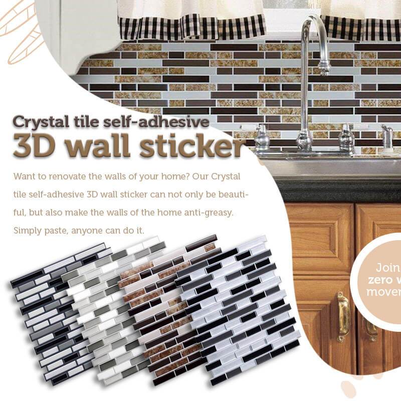 Arenzza crystal tile self-adhesive 3D wall sticker for houseware and kitchen decor, featuring a reflective, textured surface design.