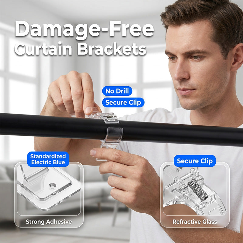 Heavy-duty self-adhesive rod support brackets by Arenzza, kitchen houseware, with strong adhesive and sturdy metal design.
