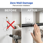 Arenzza heavy-duty self-adhesive rod support brackets for houseware and kitchen, showing close-up of brackets attached to a wall.