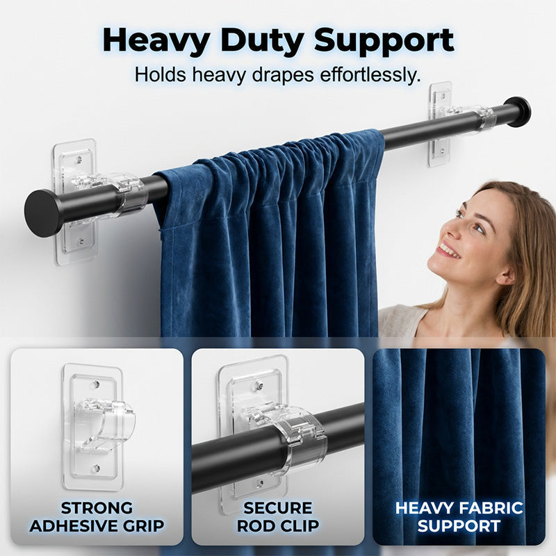 Arenzza heavy-duty self-adhesive rod support brackets for houseware and kitchen use, shown attached to a wall.