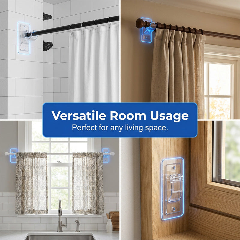 Arenzza heavy-duty self-adhesive rod support brackets for kitchen and houseware, shown mounted on a wall for curtain or rod support