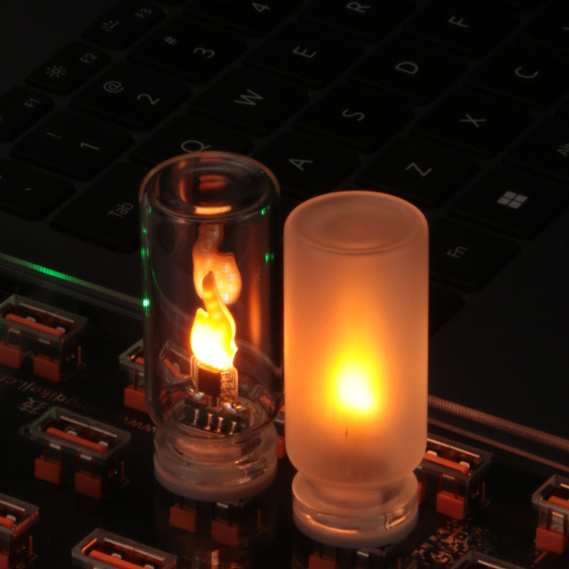 Arenzza USB Realistic Flame Ambient Lamp emitting a warm, flickering glow, perfect for cozy home or kitchen decor.