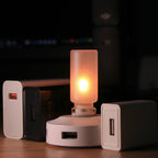 Arenzza USB Realistic Flame Ambient Lamp showing a warm, flickering flame effect in a modern houseware and kitchen setting.