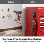 Arenzza heavy-duty magnetic double-claw hook attached to a metal surface, ideal for houseware and kitchen organization.