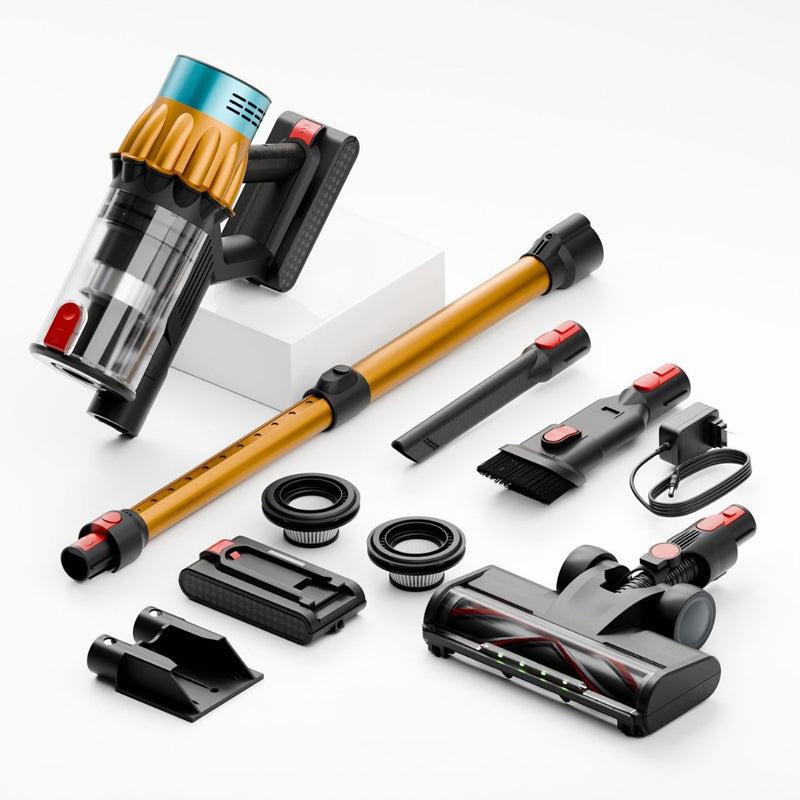 Arenzza cordless lightweight handheld vacuum cleaner for house and kitchen cleaning, shown with dust container and ergonomic design.