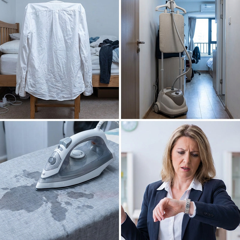 Aarenzza Mini Portable Handheld Steamer for clothes, compact houseware and kitchen appliance, with a water tank and ergonomic handle.