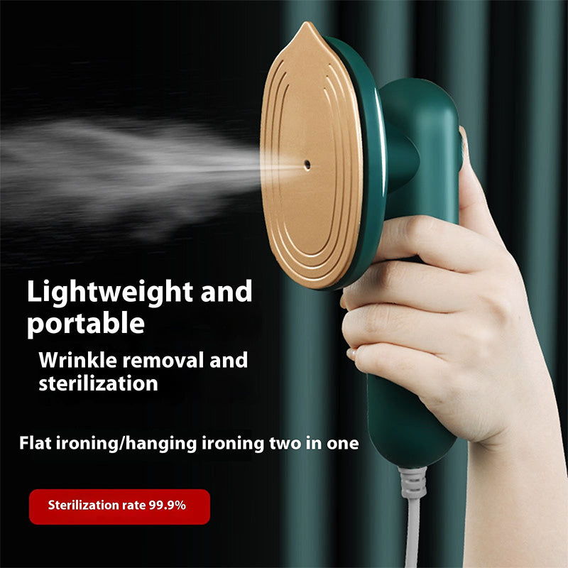 Aarenza mini portable handheld steamer for clothes, compact houseware and kitchen gadget with a water tank and steam nozzle.