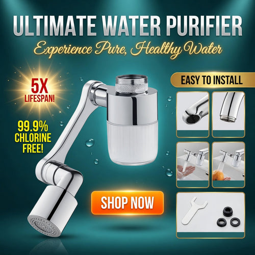 Arenzza 1080° rotating faucet extender aerator attached to kitchen sink faucet, enhancing water flow and reach.
