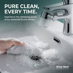 Arenzza 1080° rotating faucet extender aerator attached to a kitchen faucet, showing adjustable swivel and water flow.
