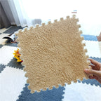 Arenzza plush patchwork foam floor mat with colorful, soft cushioning for houseware and kitchen use.