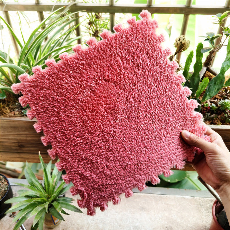 Arenzza plush patchwork foam floor mat with colorful, soft, cushioned squares for household and kitchen use.