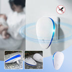 Arenzza ultrasonic pest and insect repeller in a home setting, showcasing its compact design for silent pest control in houseware and kitchen.