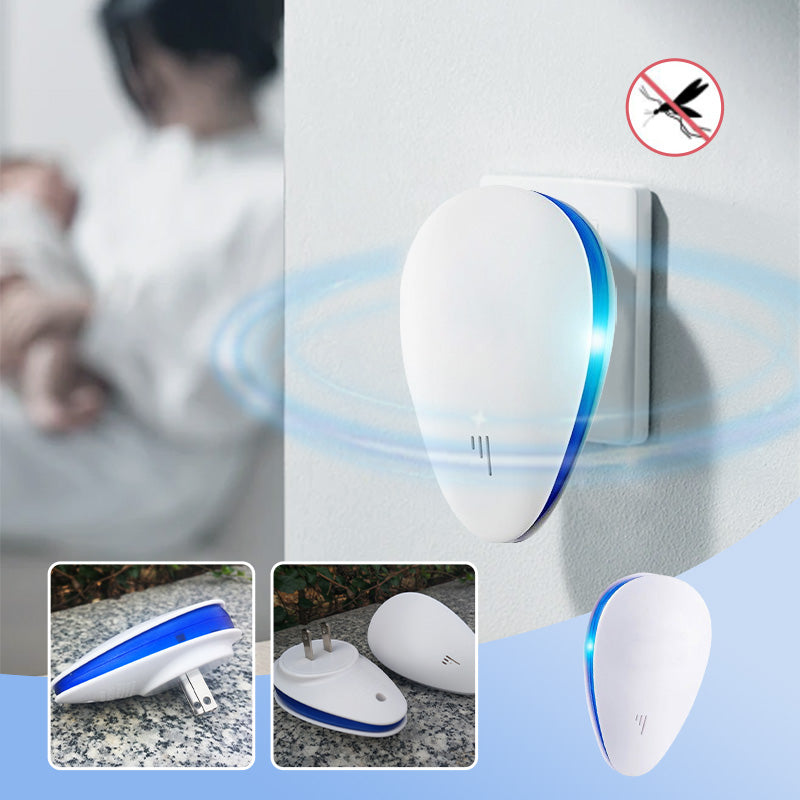 Arenzza ultrasonic pest and insect repeller in a home setting, showcasing its compact design for silent pest control in houseware and kitchen.