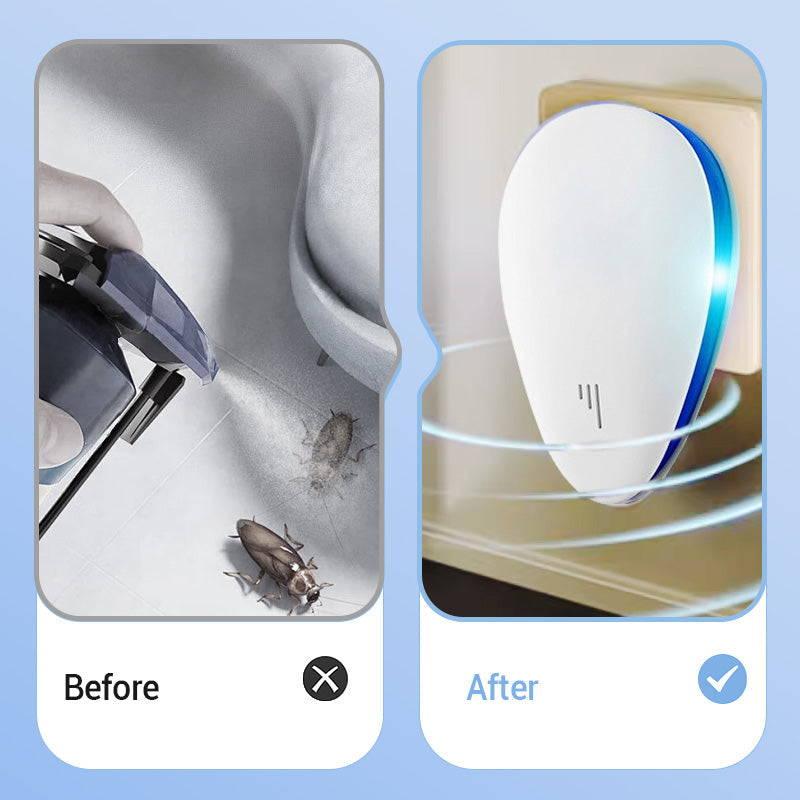 Arenzza ultrasonic pest and insect repeller device for home use, featuring a sleek white design with control buttons on top.