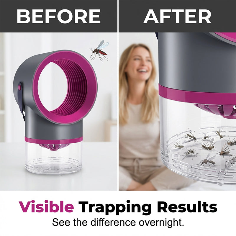 Arenzza 360° UV light mosquito trap for home, with a sleek design, capturing mosquitoes indoors in a houseware and kitchen setting.