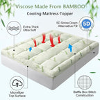 Arenzza twin size bamboo viscose mattress topper with quilted design, extra thick pillow top, suitable for back pain relief.