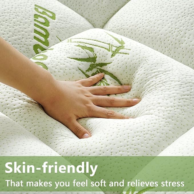 A twin size bamboo viscose mattress topper with quilting and pillow top design, providing extra thickness and comfort for back pain relief.