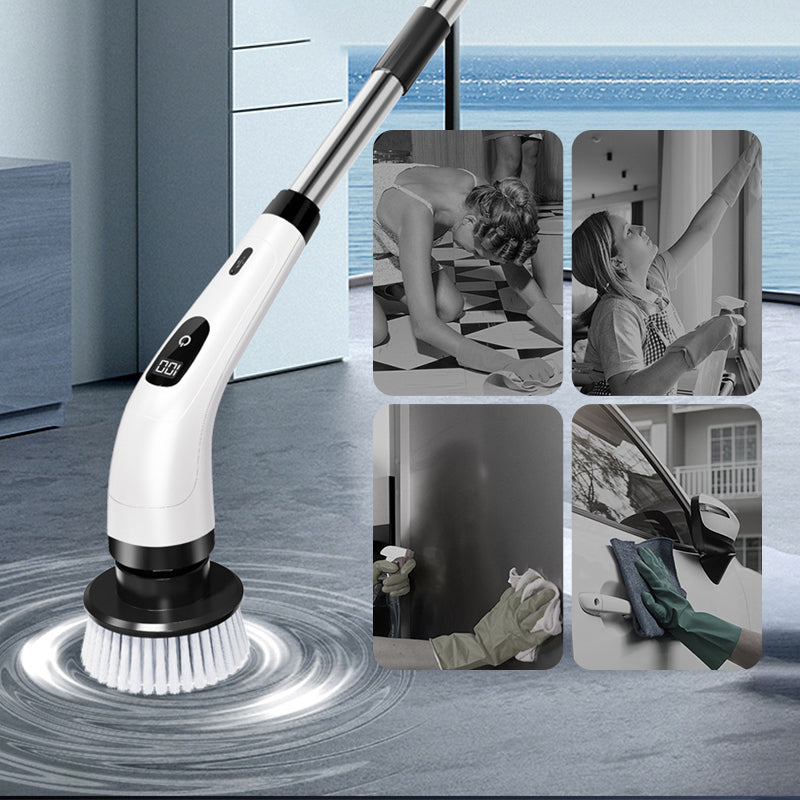 Arenzza 9-in-1 electric cleaning brush for home and kitchen, multi-purpose houseware with ergonomic handle and various cleaning attachments.