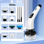 Arenzza 9-in-1 electric cleaning brush for home, with multiple brush heads for versatile household and kitchen cleaning tasks.