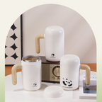 Arenzza rechargeable self-stirring mug with lid, black ceramic houseware and kitchen appliance for effortless mixing of beverages.
