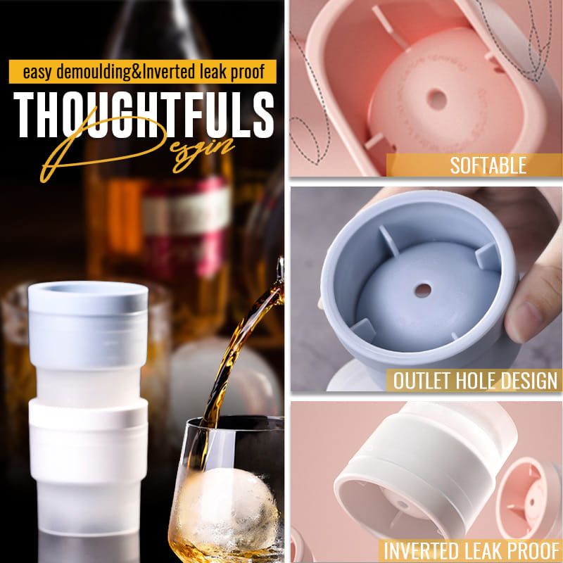 Arenzza DIY whisky ice balls in a clear glass, showcasing slow-melting, perfectly round ice spheres for enhanced whiskey drinking.